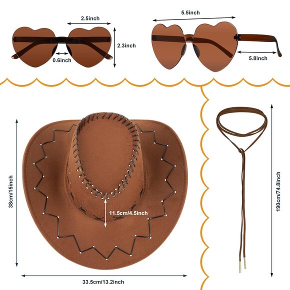 4292 Fringe Vest Cowgirl Hat With Western Jewelry Necklace Accessoriess